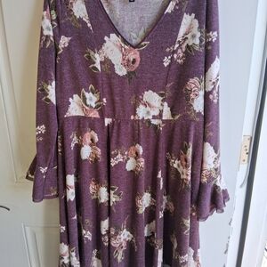 torrid Purple Floral V-Neck Swing Dress